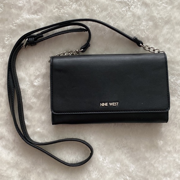 Nine West Crossbody Flap Wallet - Black - Picture 2 of 12